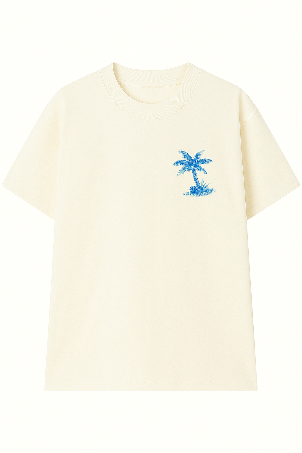 Palm Paradise Tee - Cream/Blue